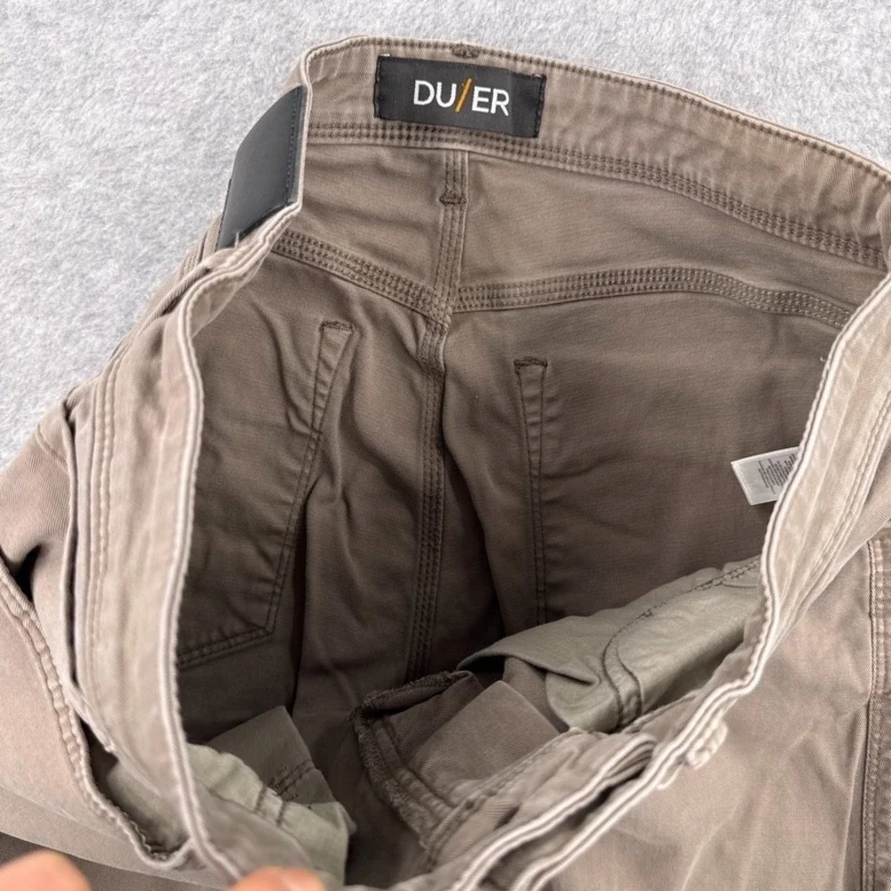 DU/ER Pants Mens 30x33 Brown Live Lite Slim Stretch No Sweat Performance Fabric
